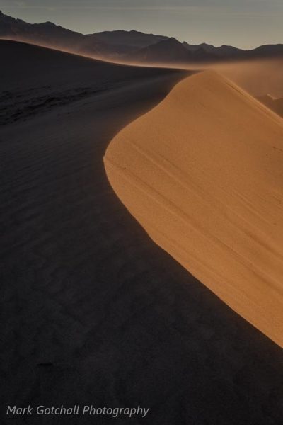 Wind blown sand at the Mesquite Dunes