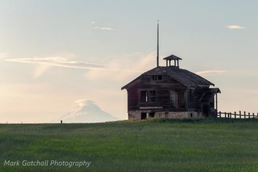 View of Mt Adams from Center Ridge School, near Dufur, Oregon.