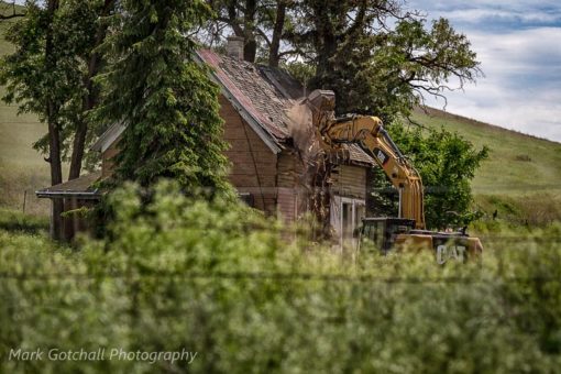 Old house being razed in the Palouse