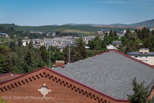 View from an upper plaza at WSU in Pullman, Washington