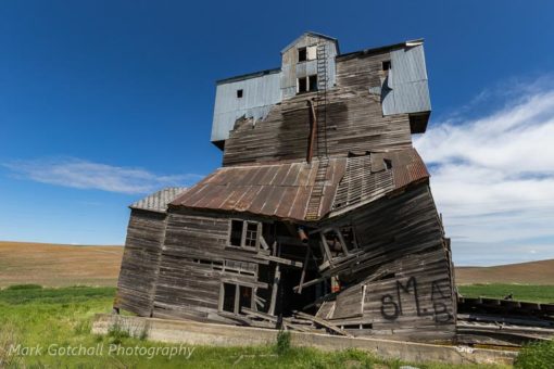 Old grain mill south of Pullman Washington, the question is, when will it fall?