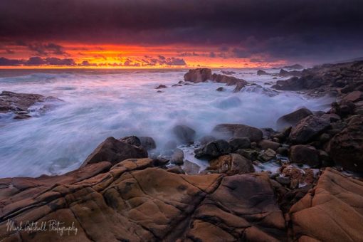 After sunset on the rocky Sonoma Coast