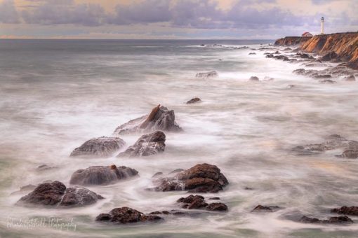 Long Exposure image of Point Arena and the Point Arena Lighthouse