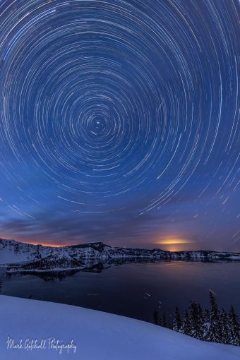 crater-lake-star-trail 1 This is 42 images stacked to show how the earth rotates around Polaris, the North Star