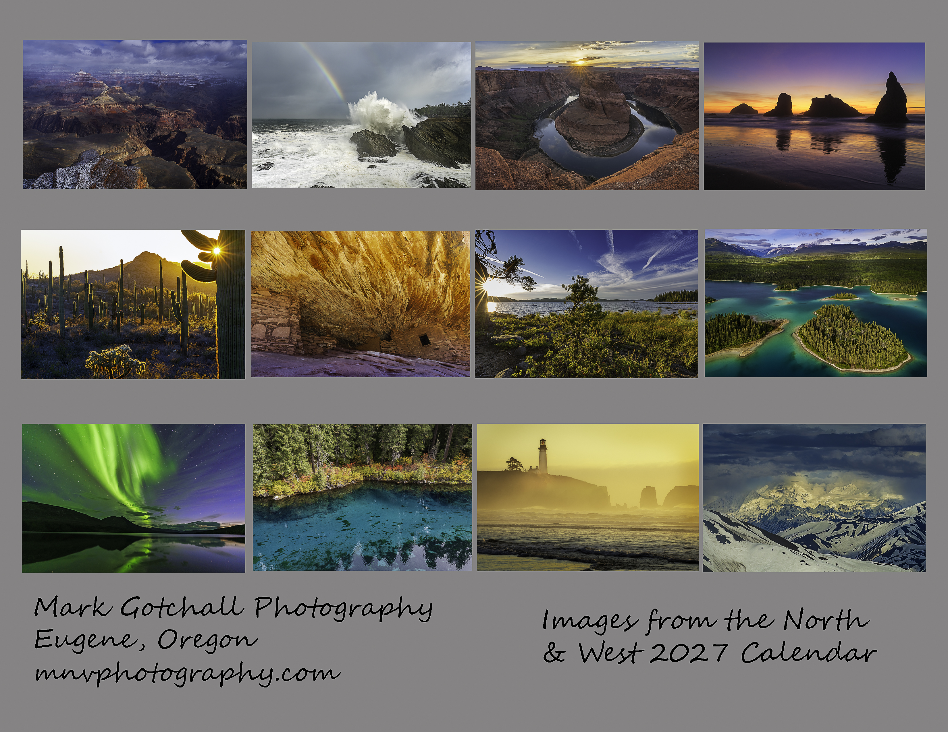 2027 Calendars - Images from the North and West 2 2027 Landscape Photo Calendar Back