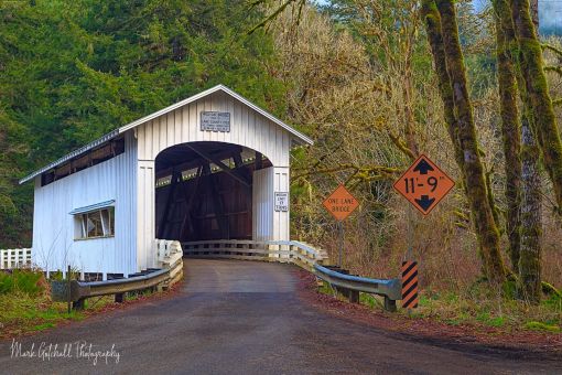 Wildcat covered bridge over Wildcat Creek in the Oregon Coast range Wildcat covered bridge
