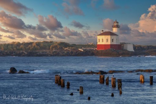 Sunset at the Coquille River lighthouse Sunset at the Coquille River lighthouse