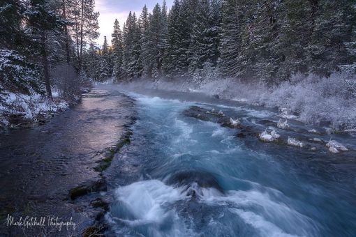 Metolius River, on a cold winter morning Photograph of Wizard Falls on the Metolius River, Oregon. Taken on a cold winter morning.