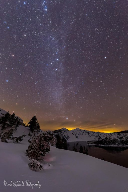 Crater Lake Winter Milky Way Photograph of the northern edge of the Milky Way, taken at Crater Lake, Oregon