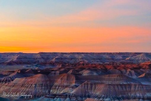 Little Painted Desert Sunset photo of sunset glowing sky at the Little Painted Desert, Arizona