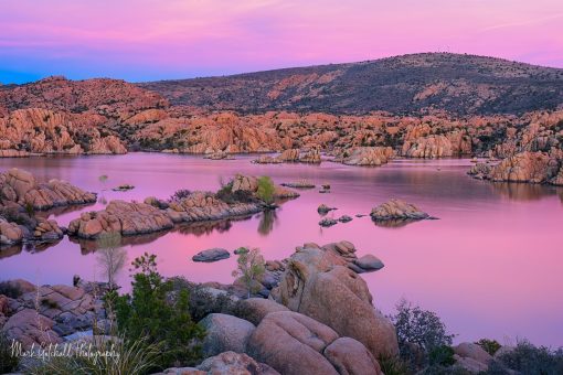 Reflections of the sky, Watson Lake, Prescott, Arizona Reflections in Watson Lake, from the colors in the sky, after sunset