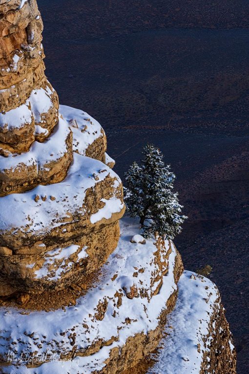 Snow on the Canyon Walls Snow on a canyon cliff wall in the Grand Canyon, Arizona
