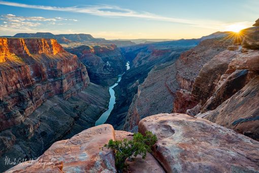 Toroweap Overlook Sunset Photograph of sunset with a sunburst, at Toroweap, overlooking the Grand Canyon and Colorado River.