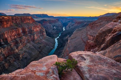 Toroweap Overlook Sunset Glow Sunset Glow on the horizon, from Toroweap Overlook above the Colorado River, at the Grand Canyon.